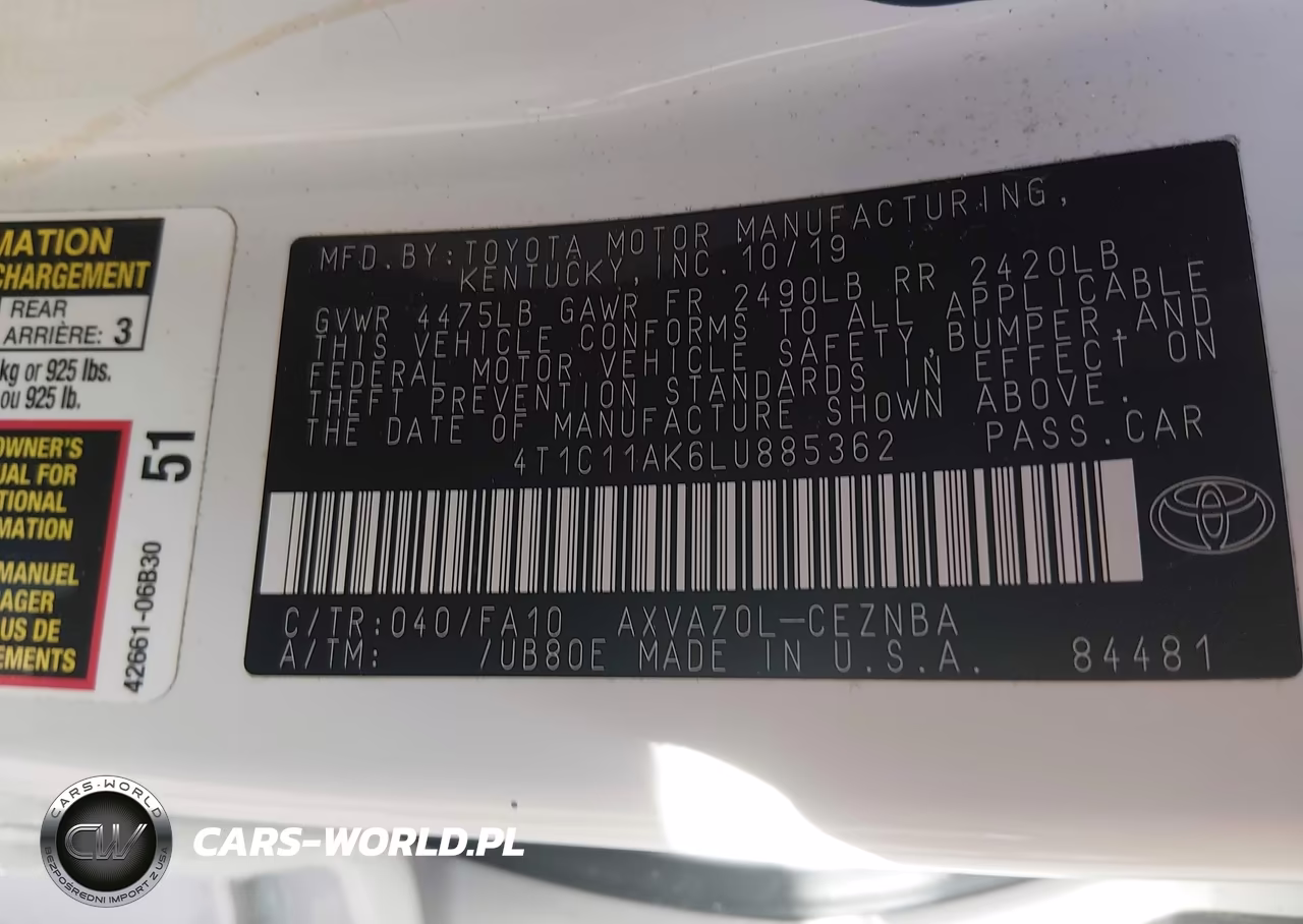 2020 Toyota Camry Le VIN:4T1C11AK6LU885362 - 9