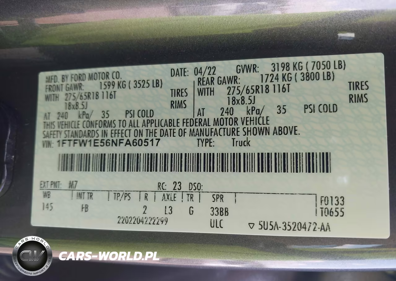 2022 Ford F-150 Xlt VIN:1FTFW1E56NFA60517 - 9