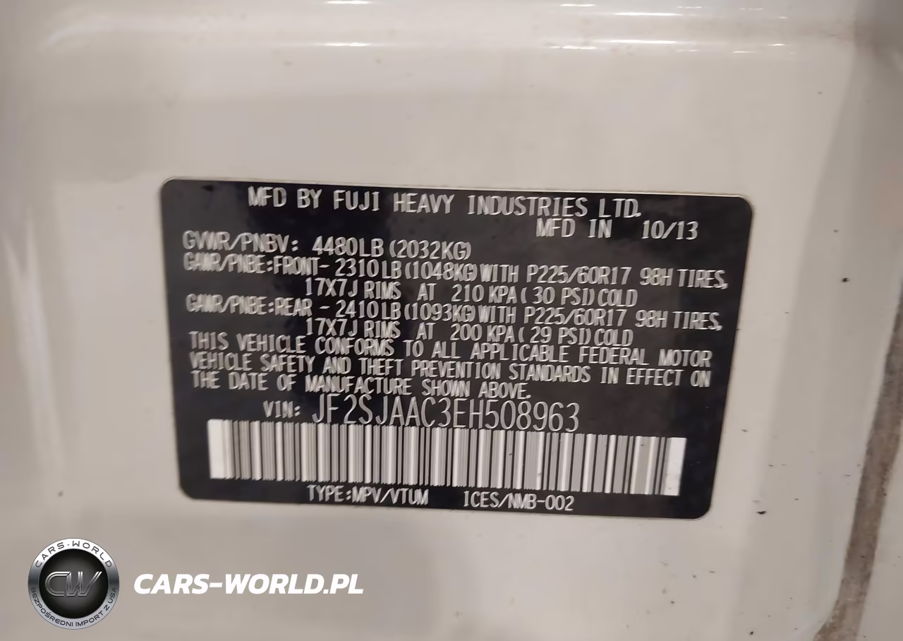 2014 Subaru Forester 2.5I VIN:JF2SJAAC3EH508963 - 9