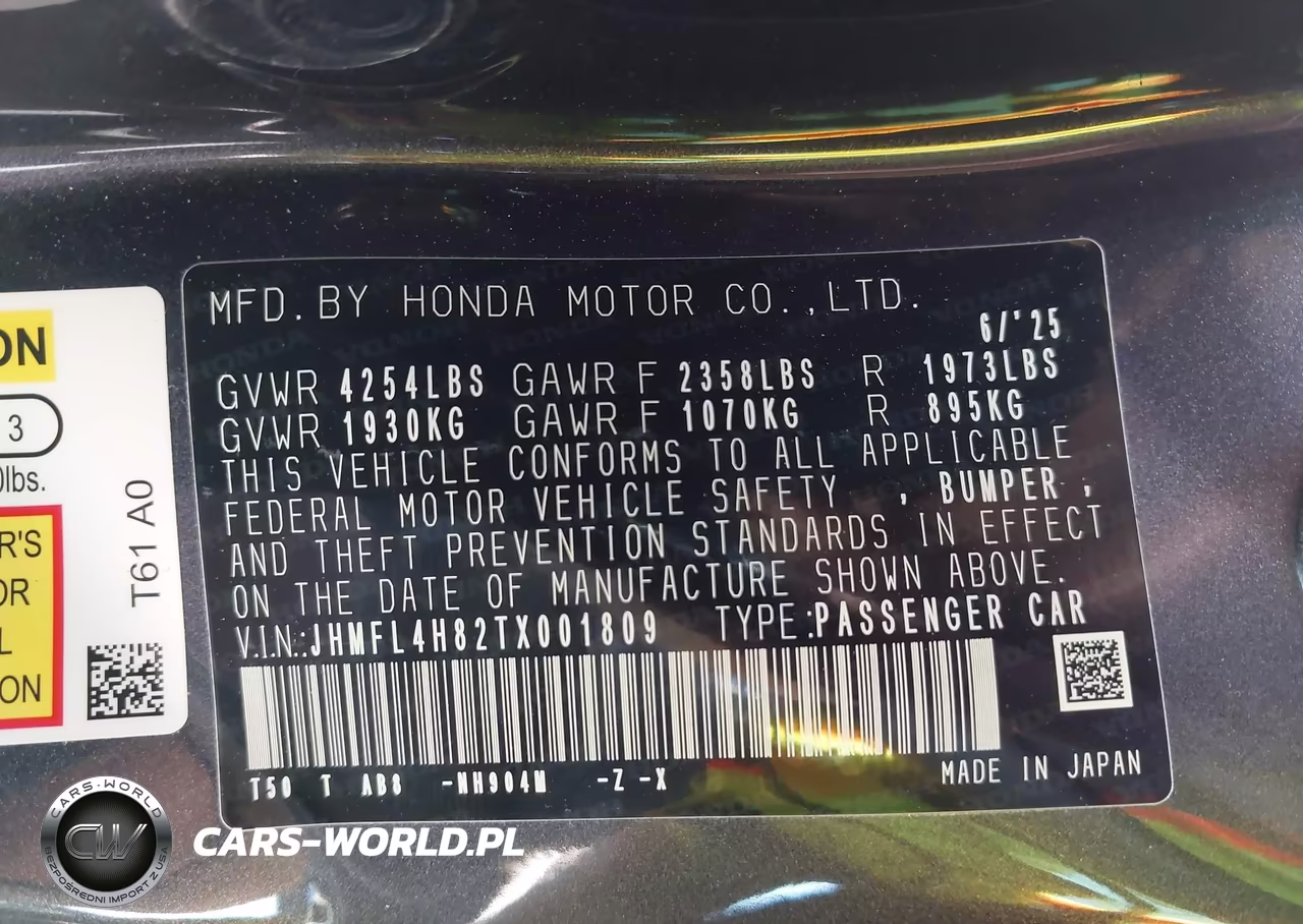 2026 Honda Civic Hybrid Sport VIN:JHMFL4H82TX001809 - 9