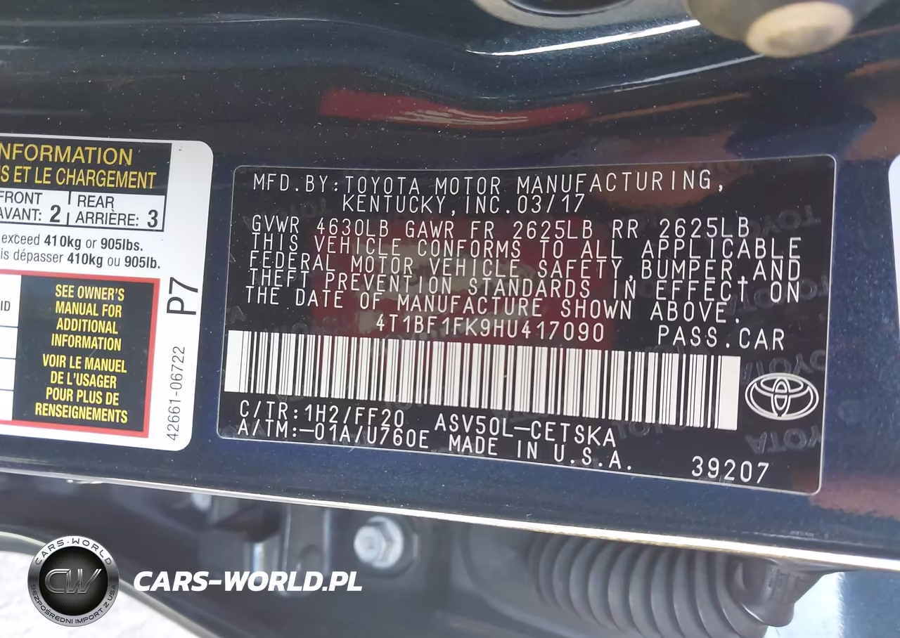 2017 Toyota Camry Se VIN:4T1BF1FK9HU417090 - 9