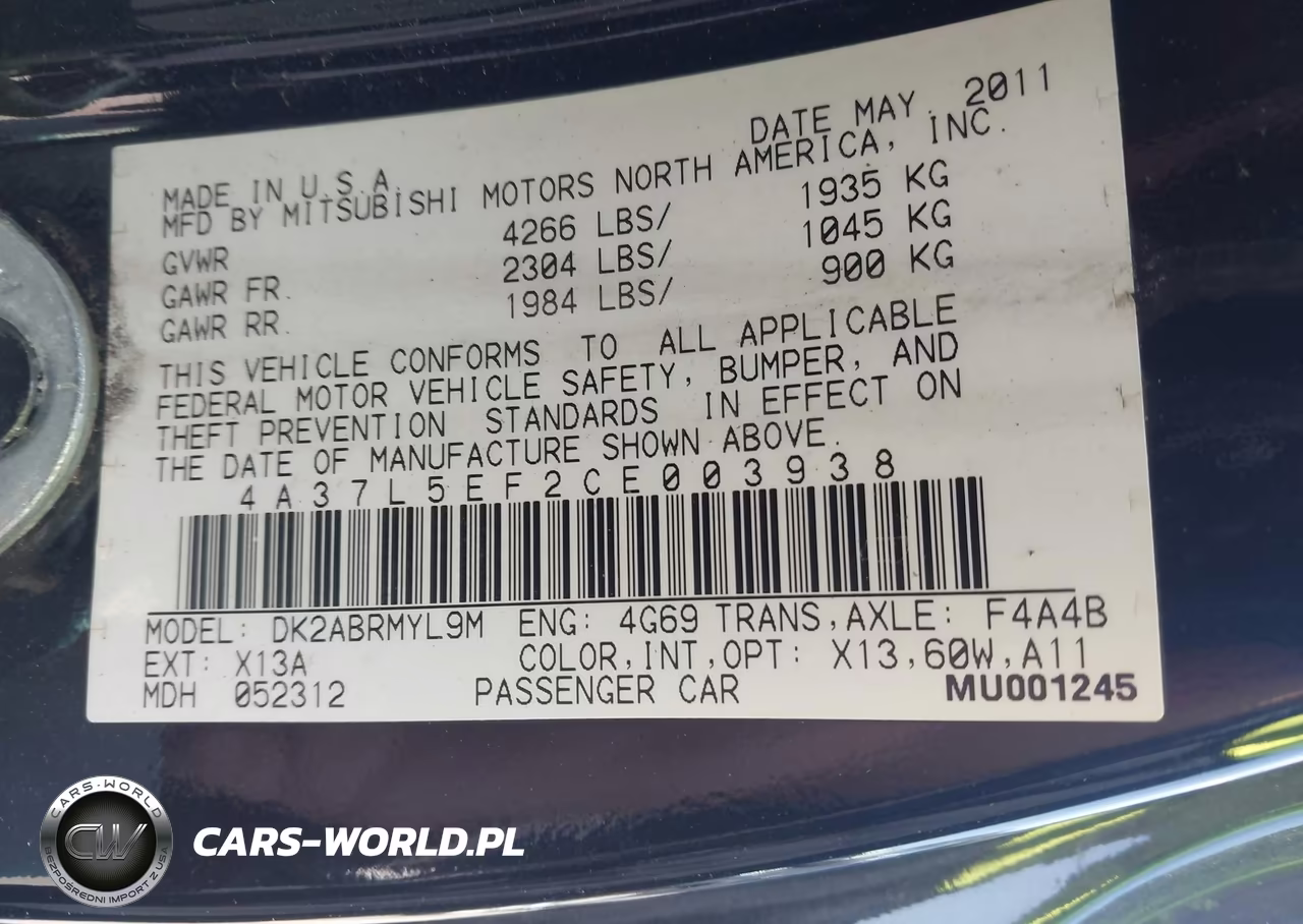 2012 Mitsubishi Eclipse Spyder Gs Sport-Se VIN:4A37L5EF2CE003938 - 9