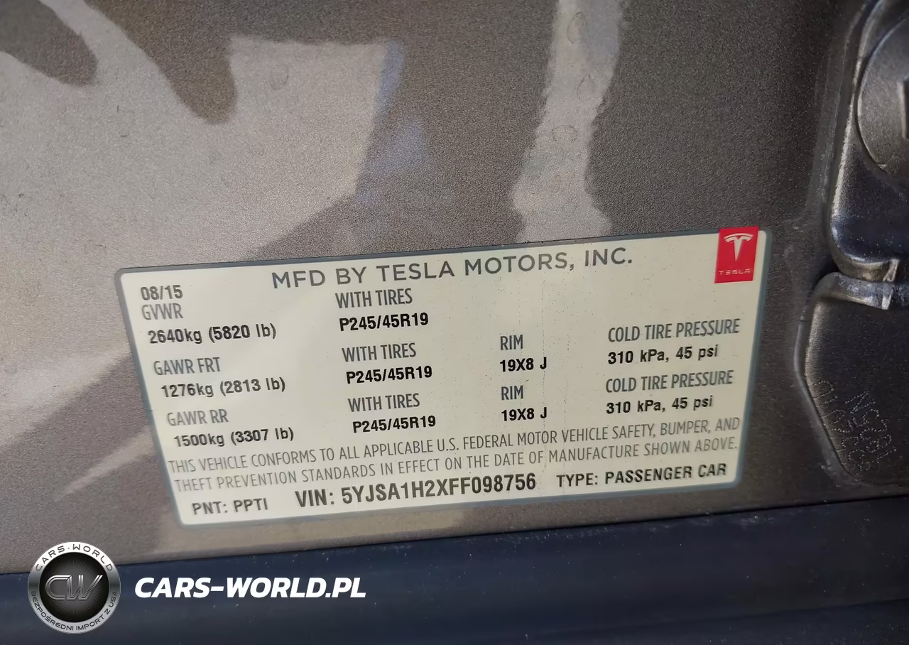 2015 Tesla Model S 70D-85D-P85D VIN:5YJSA1H2XFF098756 - 9
