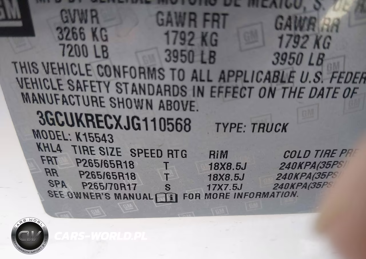 2018 Chevrolet Silverado 1500 2Lt VIN:3GCUKRECXJG110568 - 9