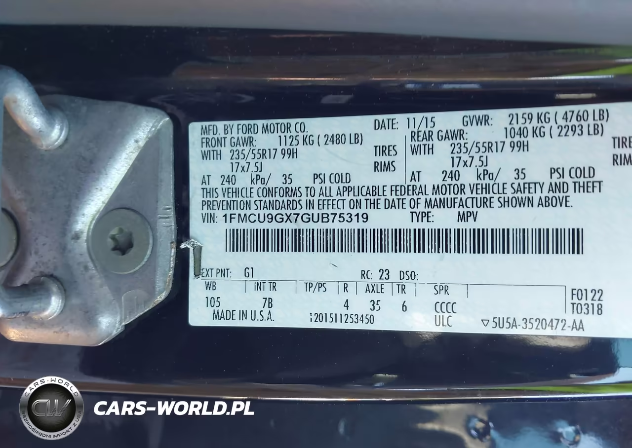 2016 Ford Escape Se VIN:1FMCU9GX7GUB75319 - 9