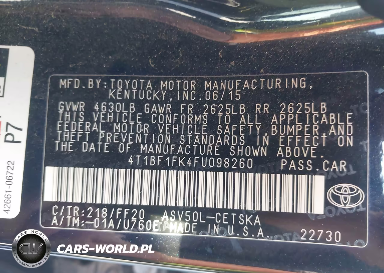 2015 Toyota Camry Se VIN:4T1BF1FK4FU098260 - 9