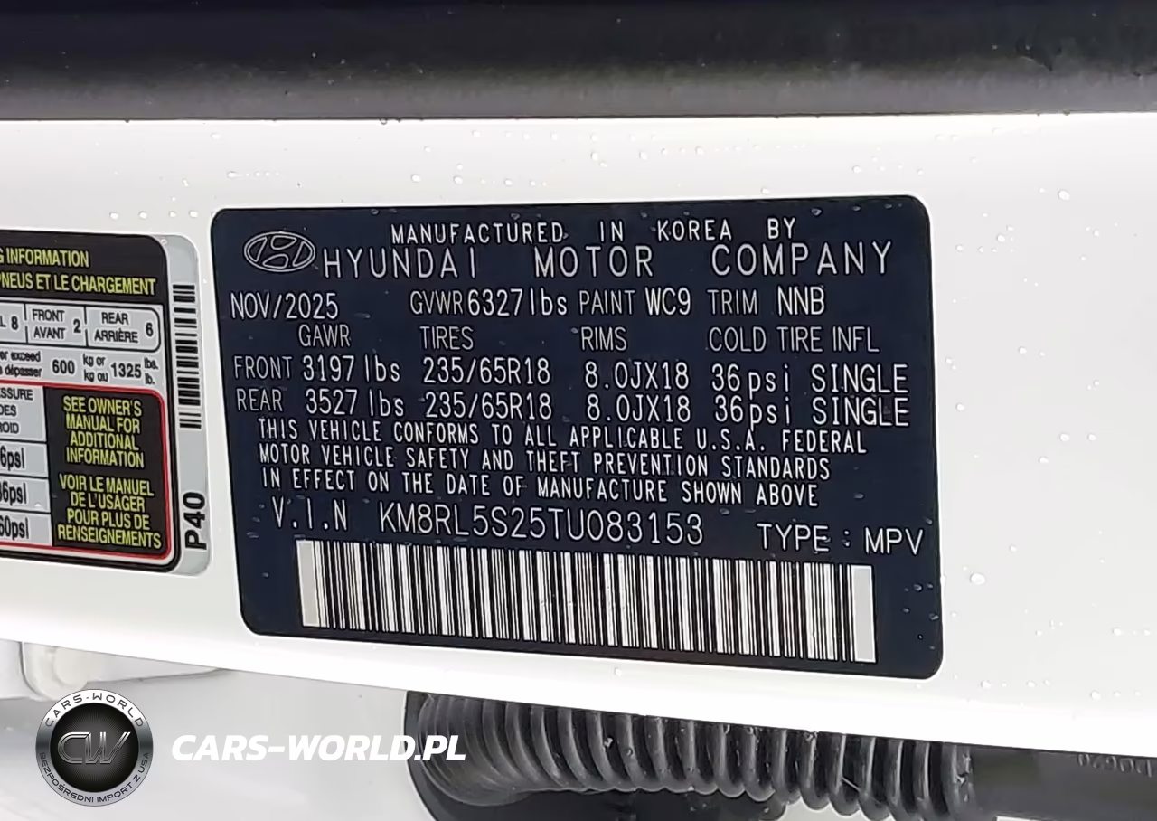 2026 Hyundai Palisade Sel 8P VIN:KM8RL5S25TU083153 - 9