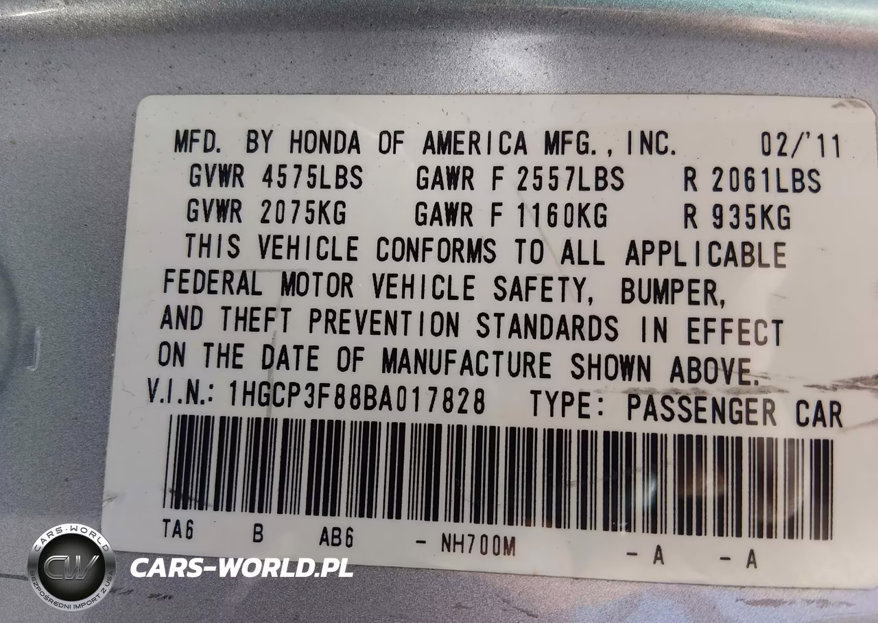 2011 Honda Accord 3.5 Ex-L VIN:1HGCP3F88BA017828 - 9