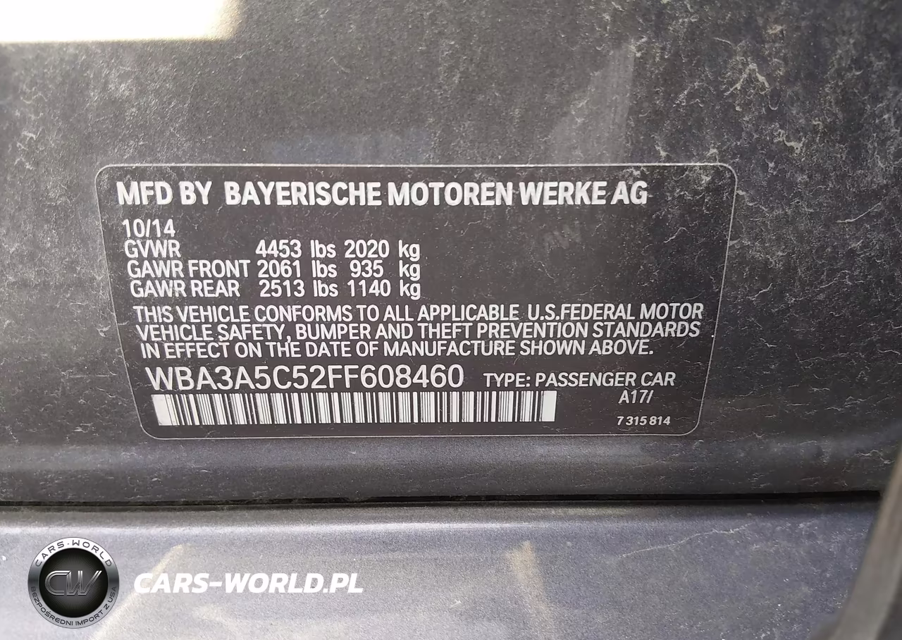 2015 BMW 328I VIN:WBA3A5C52FF608460 - 9