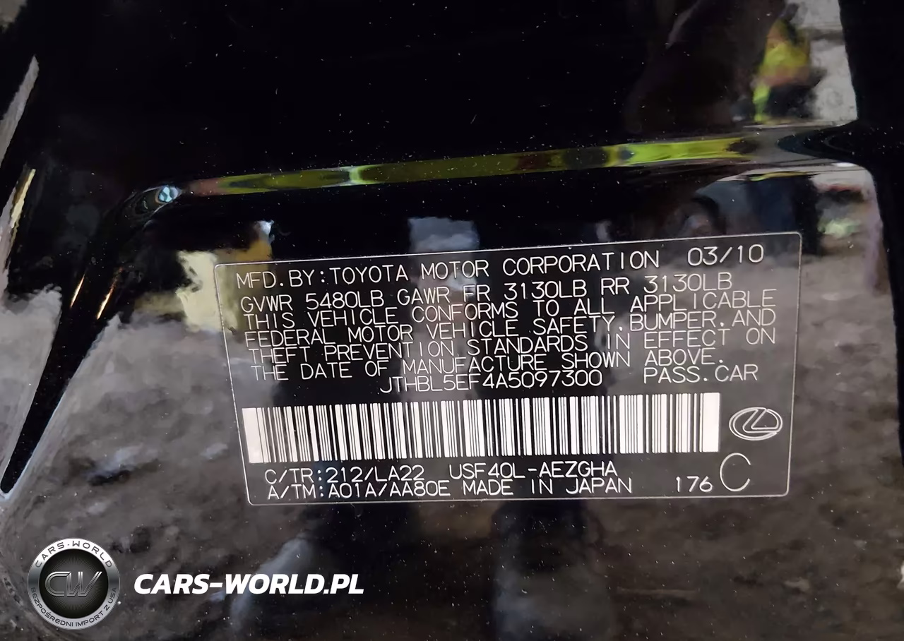 2010 Lexus Ls 460 VIN:JTHBL5EF4A5097300 - 9