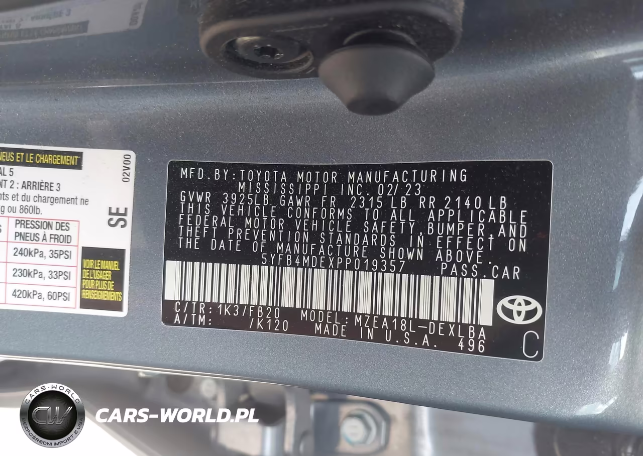 2023 Toyota Corolla Le VIN:5YFB4MDEXPP019357 - 9