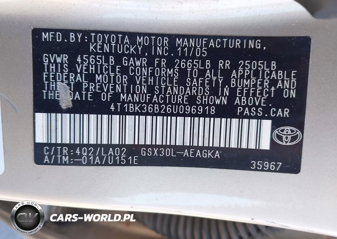 2006 Toyota Avalon Xls VIN:4T1BK36B26U096918 - 9