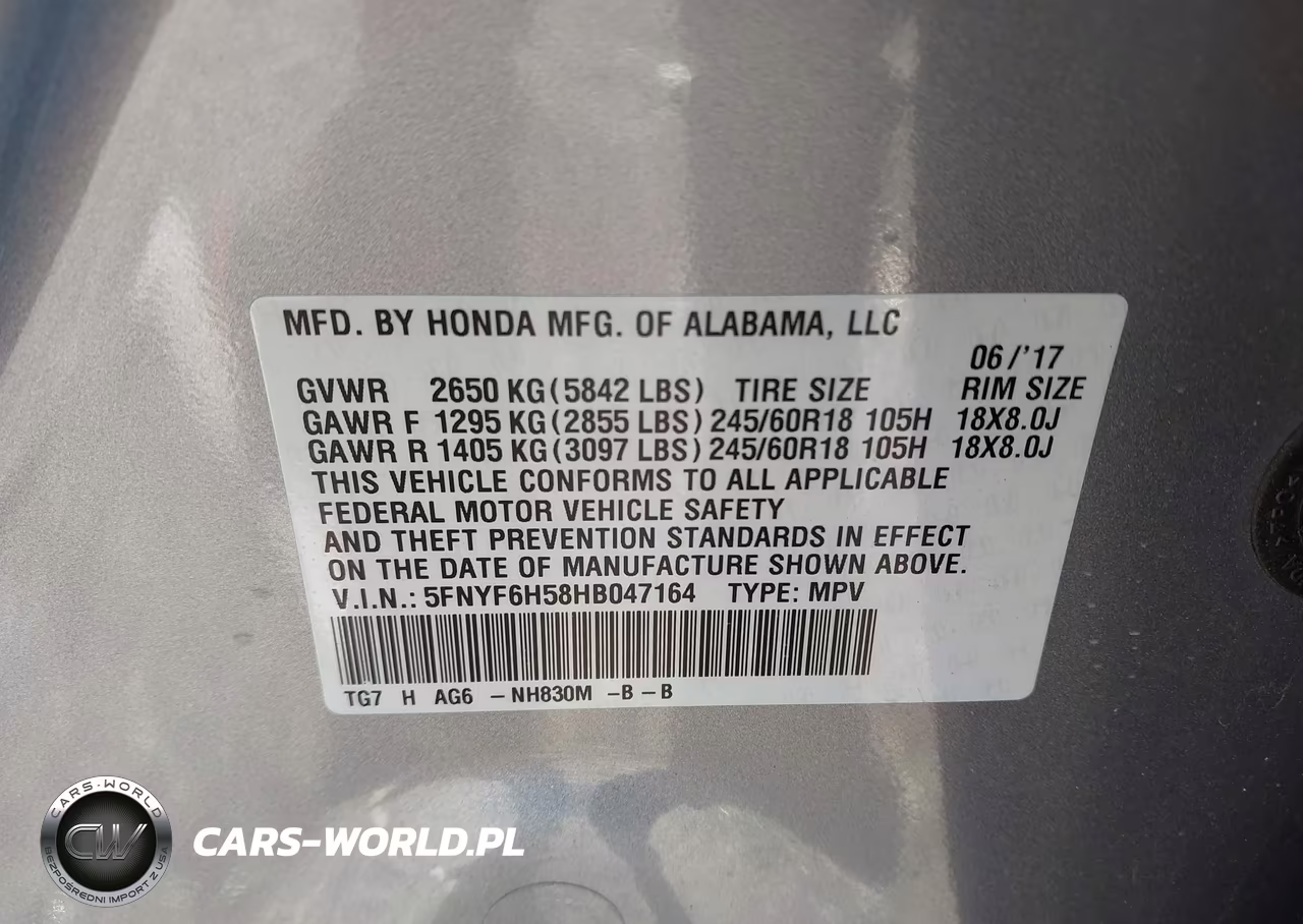 2017 Honda Pilot Ex-L VIN:5FNYF6H58HB047164 - 9