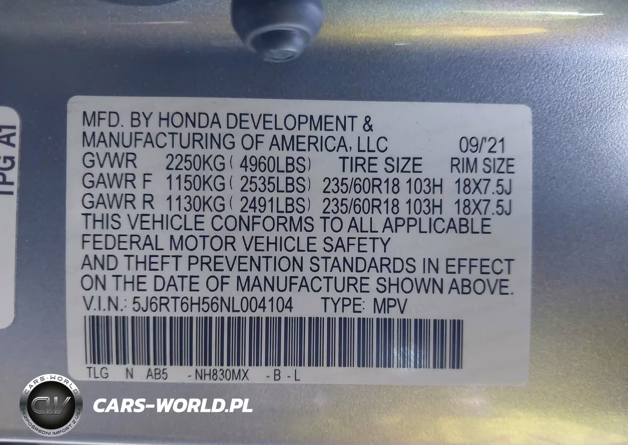 2022 Honda Cr-V Hybrid Ex VIN:5J6RT6H56NL004104 - 9
