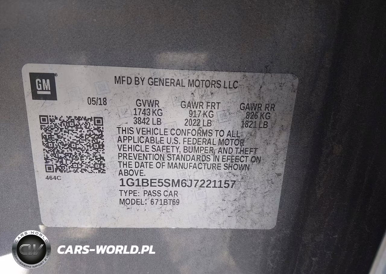 2018 Chevrolet Cruze Lt Auto VIN:1G1BE5SM6J7221157 - 9