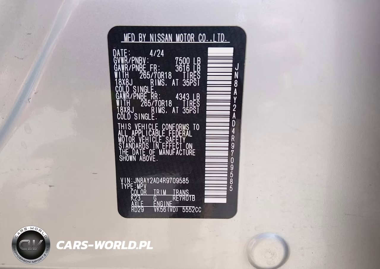 2024 Nissan Armada Sv 4Wd VIN:JN8AY2AD4R9709585 - 9