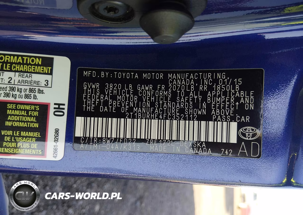 2015 Toyota Corolla S Plus VIN:2T1BURHE4FC352112 - 9