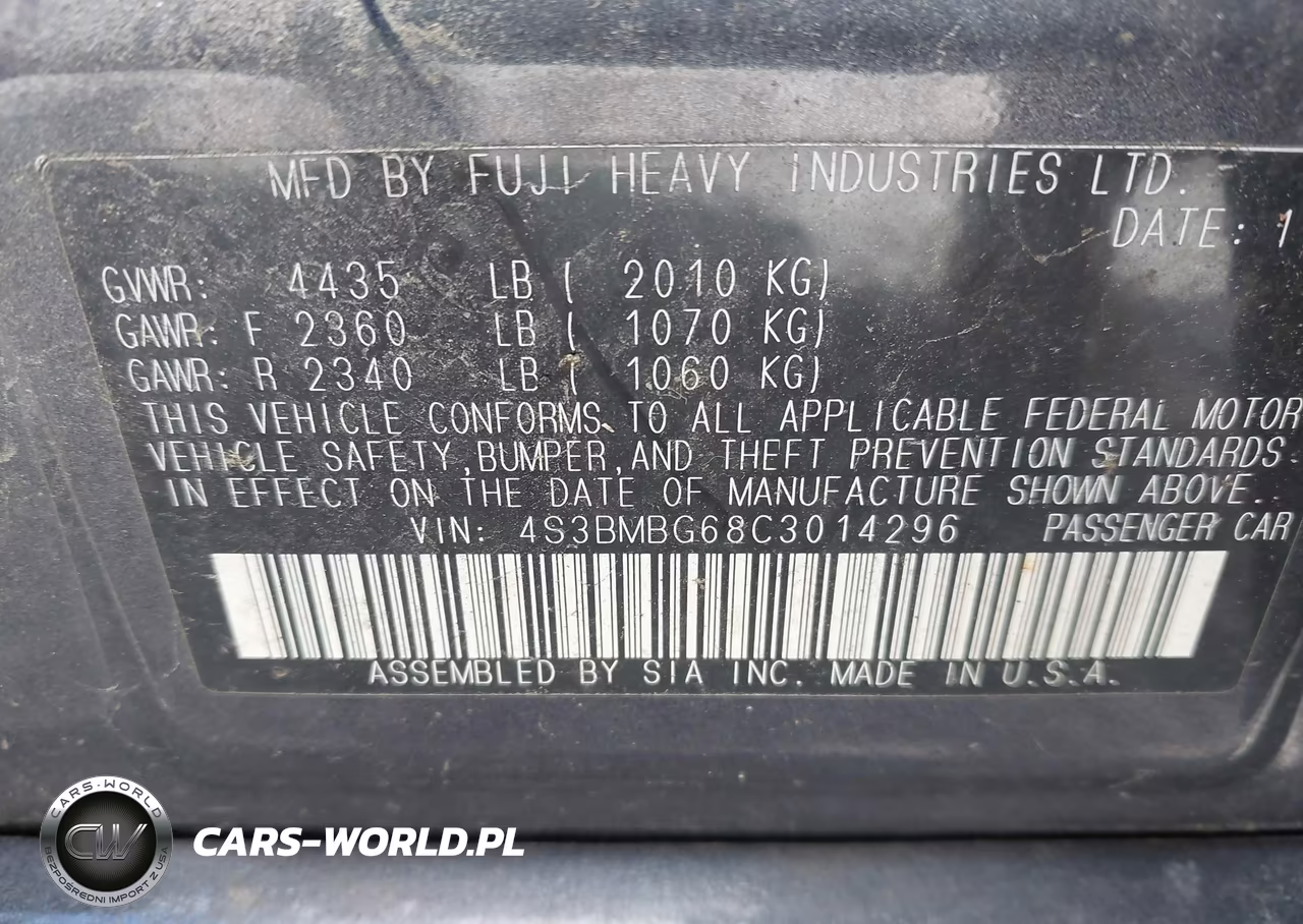 2012 Subaru Legacy 2.5I Premium VIN:4S3BMBG68C3014296 - 9