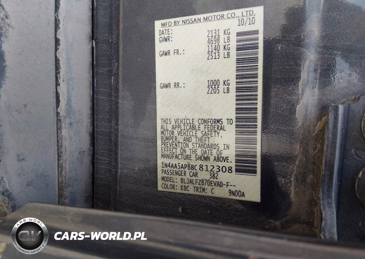 2011 Nissan Maxima 3.5 Sv VIN:1N4AA5AP8BC812308 - 9