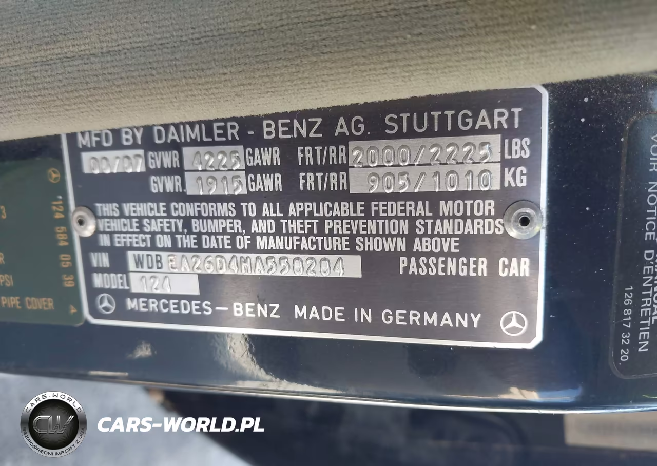 1987 Mercedes-Benz 260 E VIN:WDBEA26D4HA558284 - 9