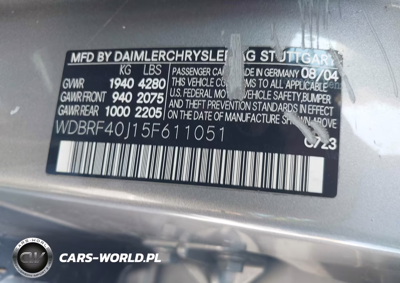 2005 Mercedes-Benz C 230 Kompressor Sport VIN:WDBRF40J15F611051 - 9