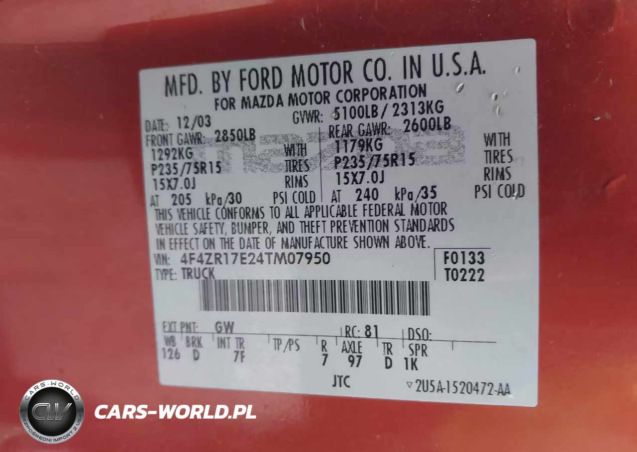 2004 Mazda B4000 VIN:4F4ZR17E24TM07950 - 9
