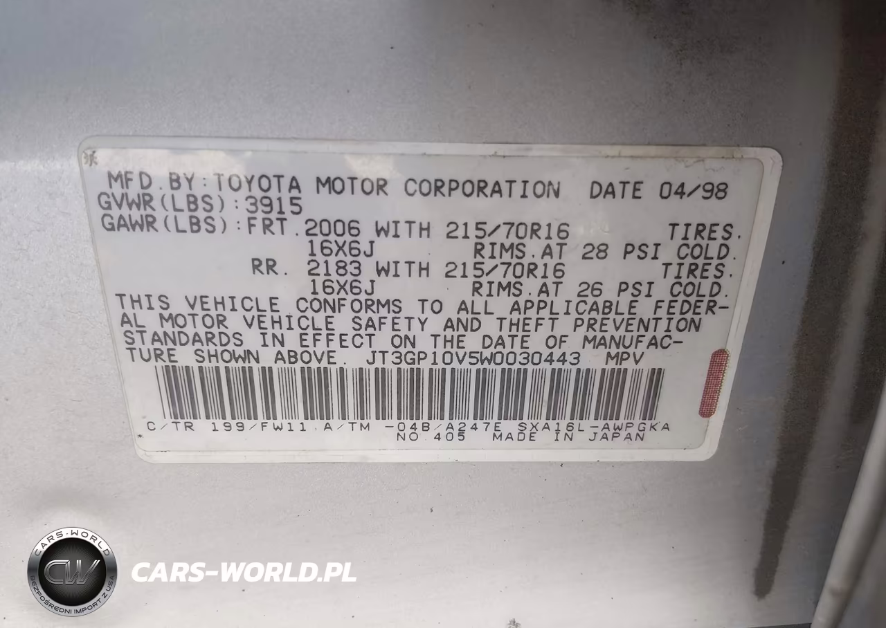 1998 Toyota Rav4 VIN:JT3GP10V5W0030443 - 9