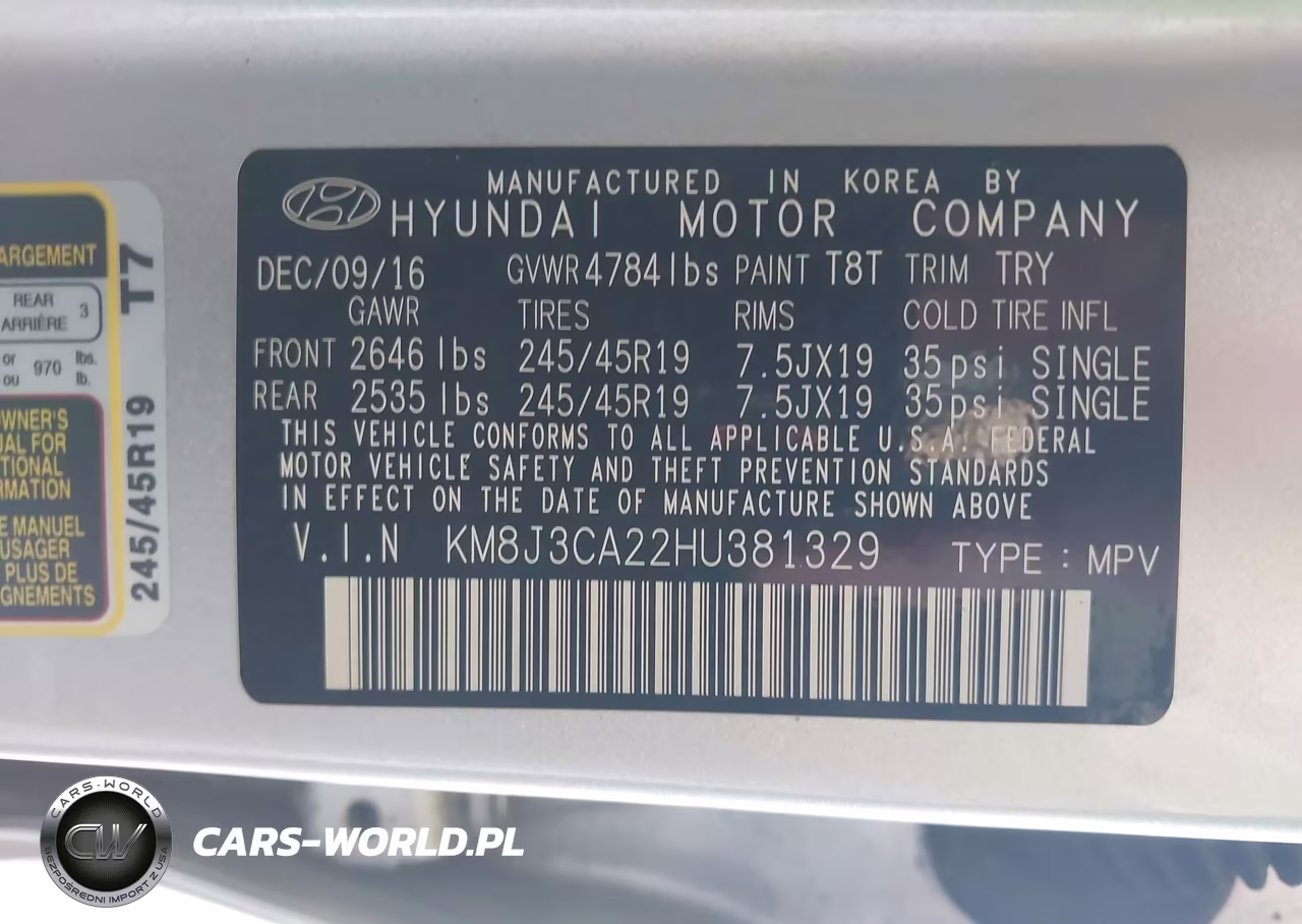 2017 Hyundai Tucson Limited VIN:KM8J3CA22HU381329 - 9