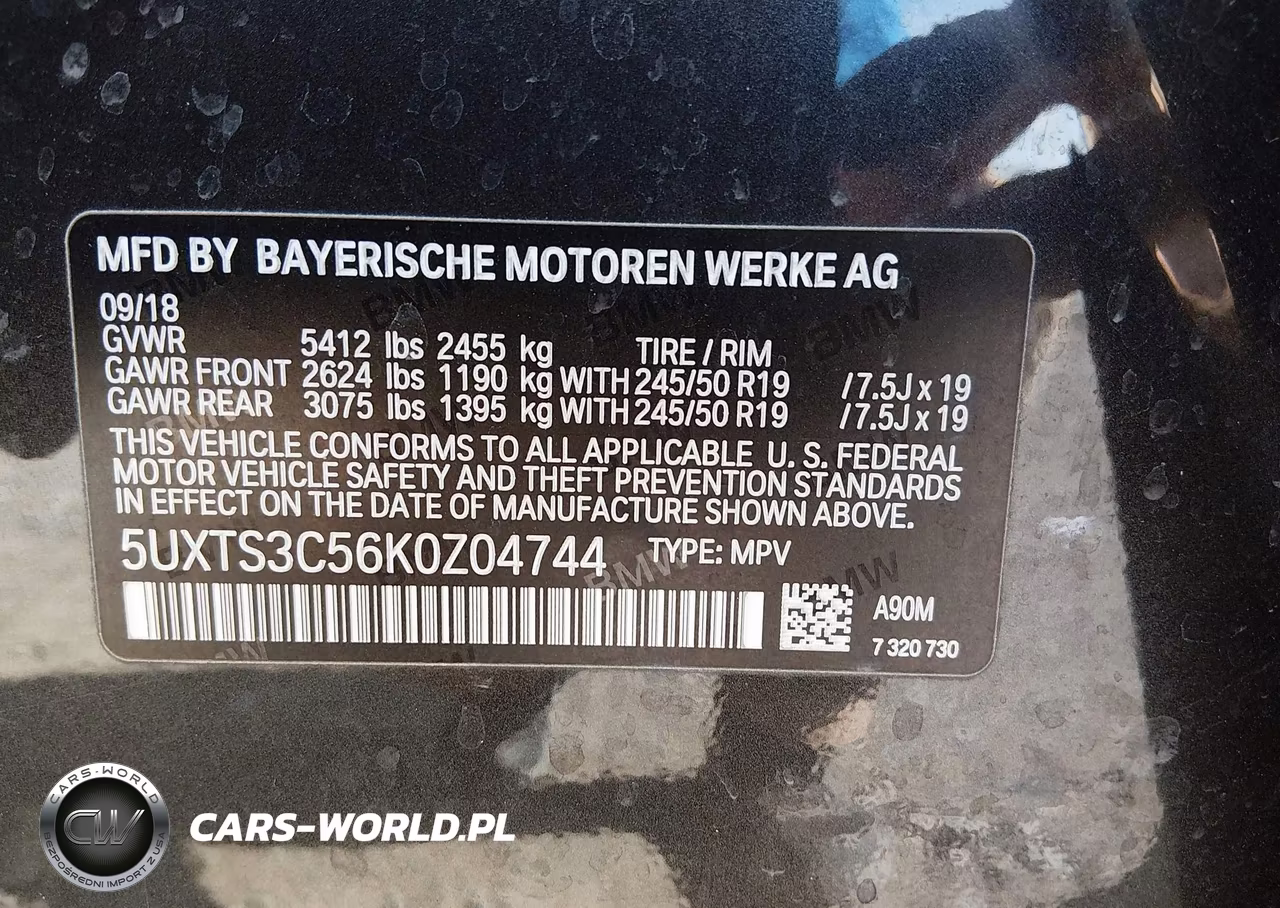 2019 BMW X3 M40I VIN:5UXTS3C56K0Z04744 - 9