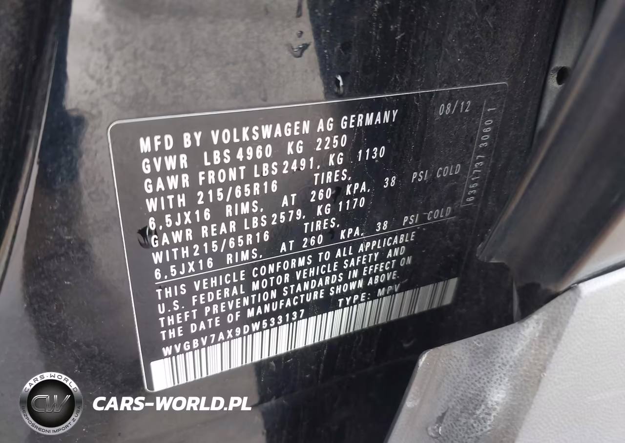 2013 Volkswagen Tiguan S VIN:WVGBV7AX9DW533137 - 9