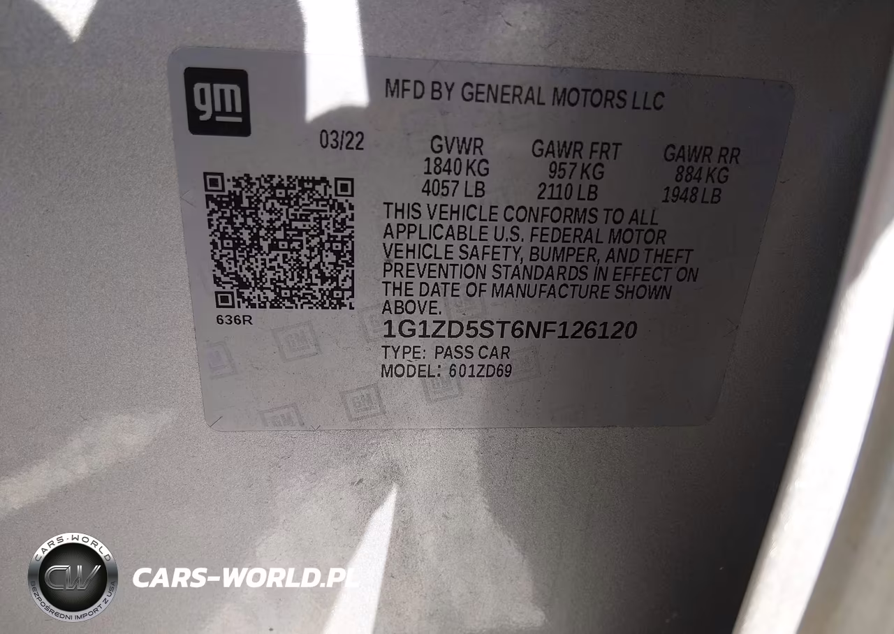 2022 Chevrolet Malibu Fwd Lt VIN:1G1ZD5ST6NF126120 - 9