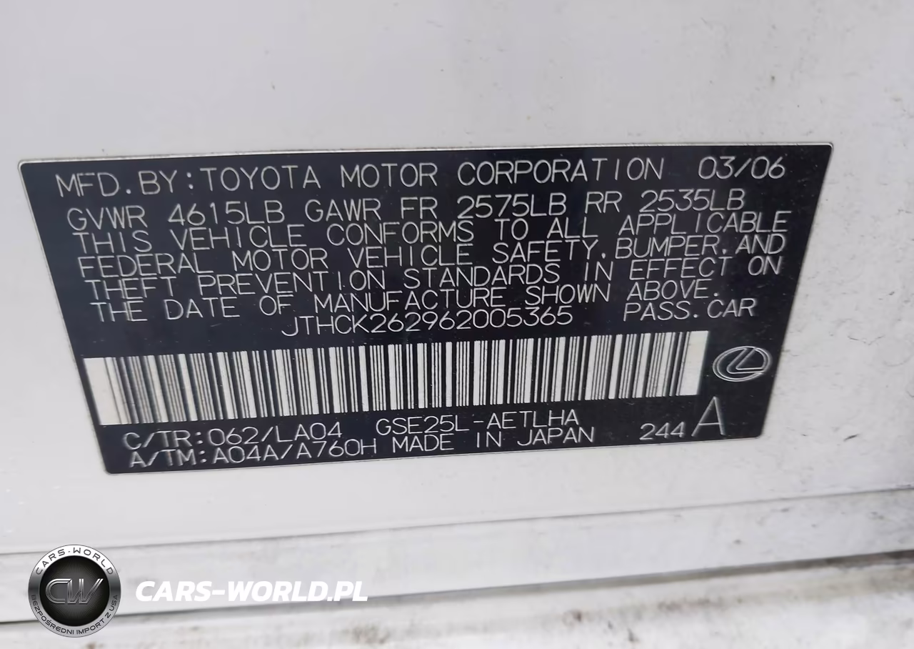 2006 Lexus Is 250 VIN:JTHCK262962005365 - 9