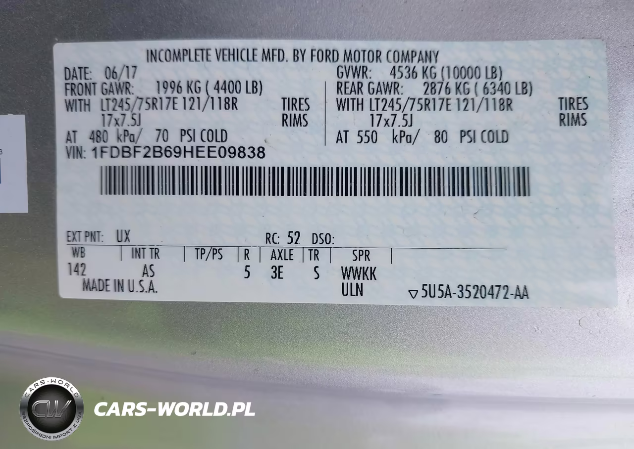 2017 Ford F-250 Xl VIN:1FDBF2B69HEE09838 - 9