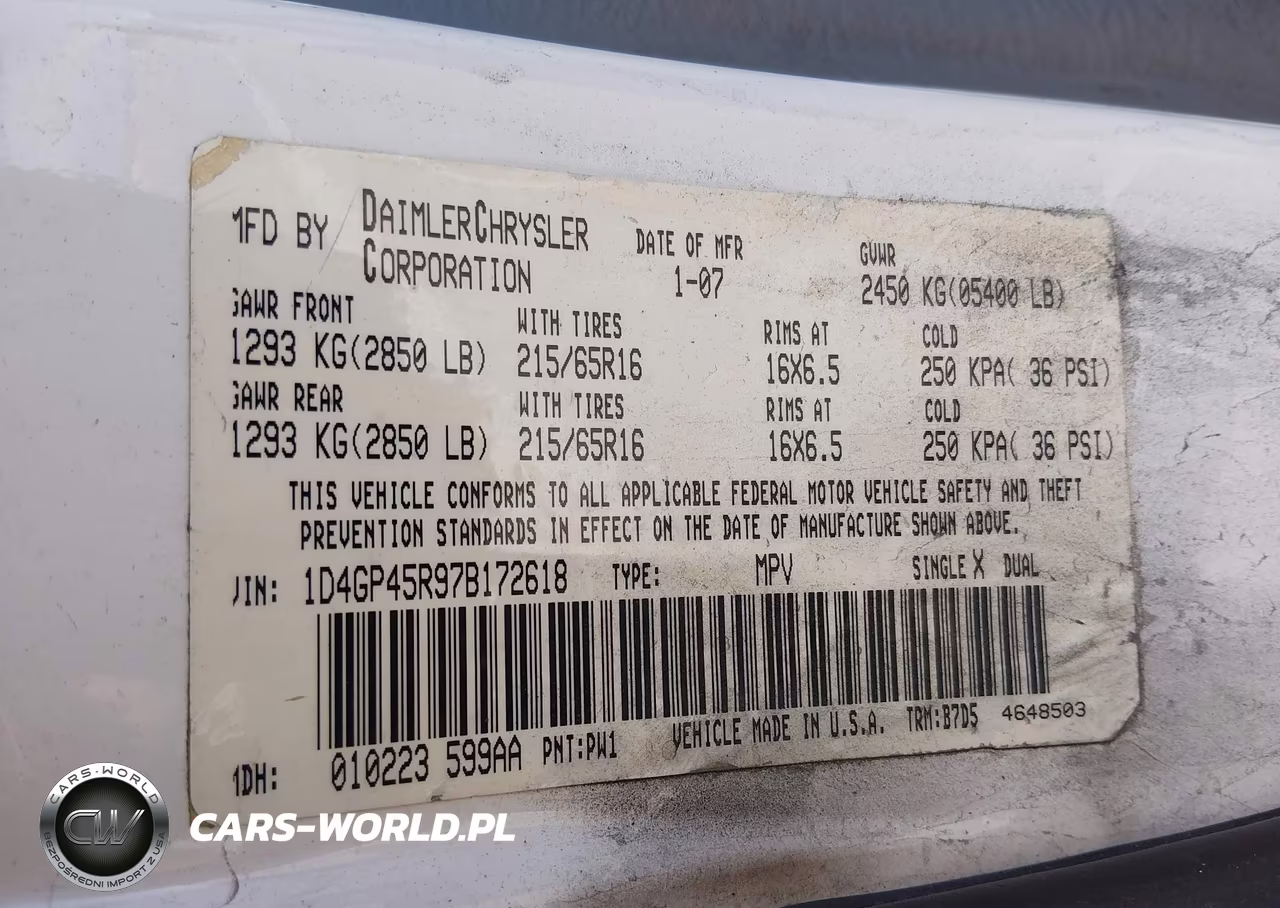 2007 Dodge Caravan Sxt VIN:1D4GP45R97B172618 - 9