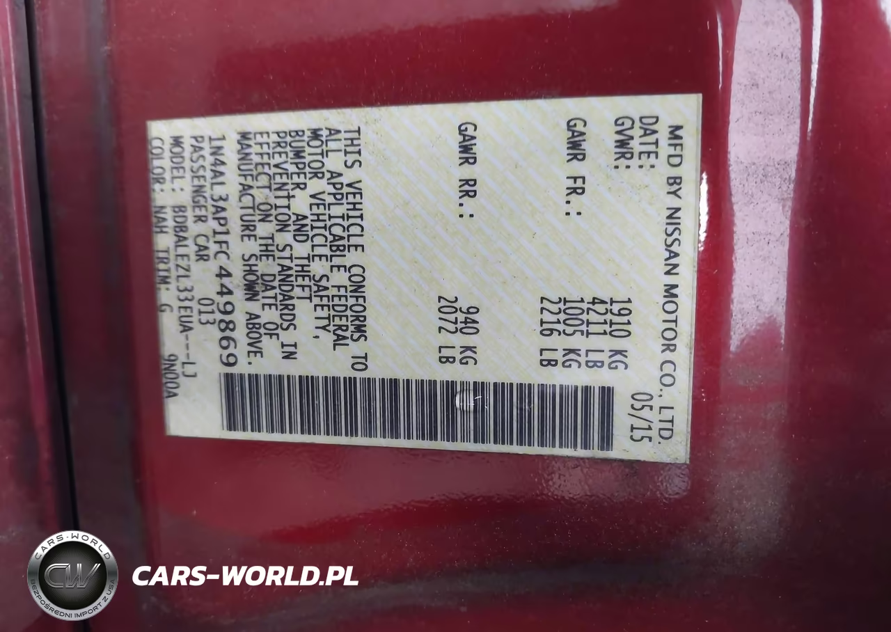 2015 Nissan Altima 2.5 S VIN:1N4AL3AP1FC449869 - 9