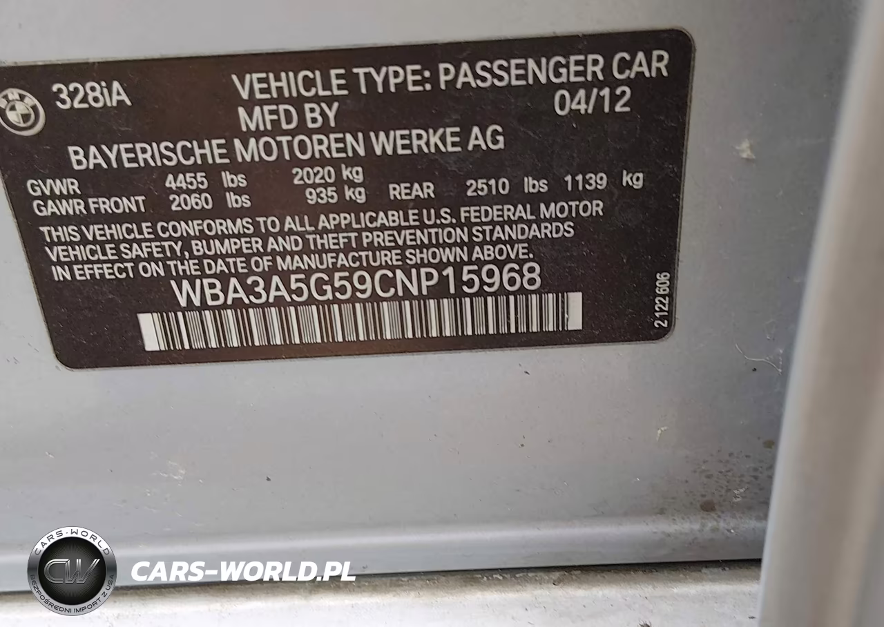 2012 BMW 328I VIN:WBA3A5G59CNP15968 - 9