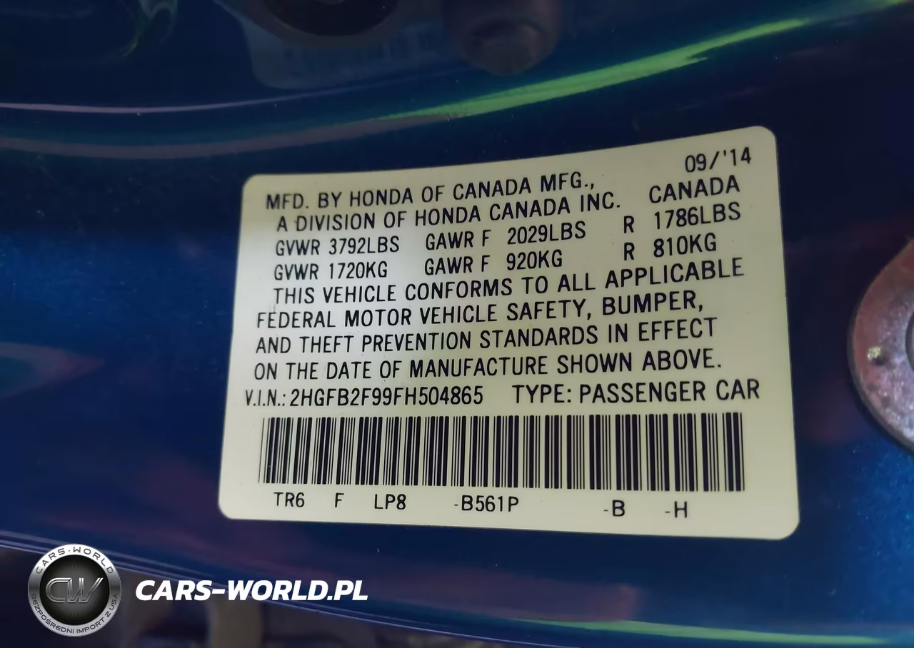2015 Honda Civic Ex-L VIN:2HGFB2F99FH504865 - 9