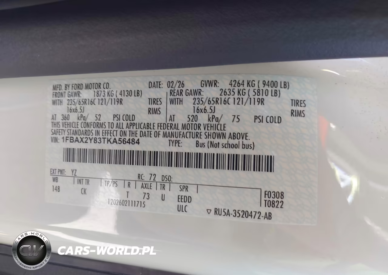 2026 Ford Transit-350 Passenger Van Xlt VIN:1FBAX2Y83TKA56484 - 9