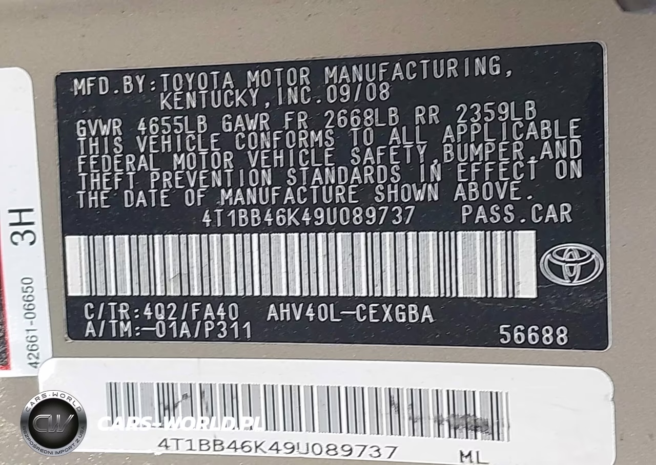 2009 Toyota Camry Hybrid VIN:4T1BB46K49U089737 - 9