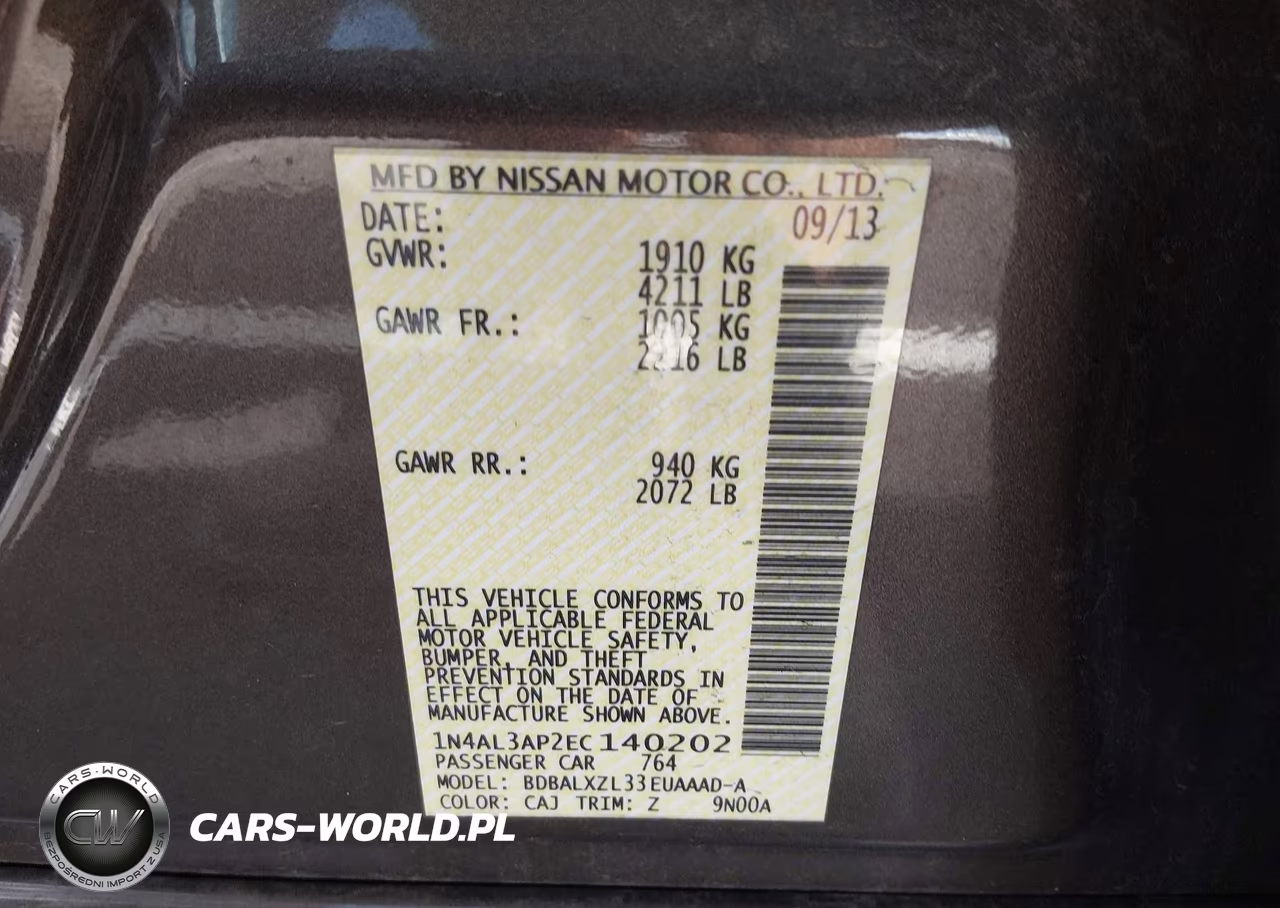 2014 Nissan Altima 2.5 Sl VIN:1N4AL3AP2EC140202 - 9