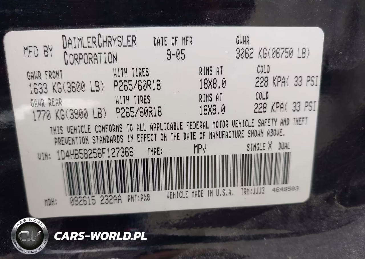 2006 Dodge Durango Limited VIN:1D4HB58256F127366 - 9