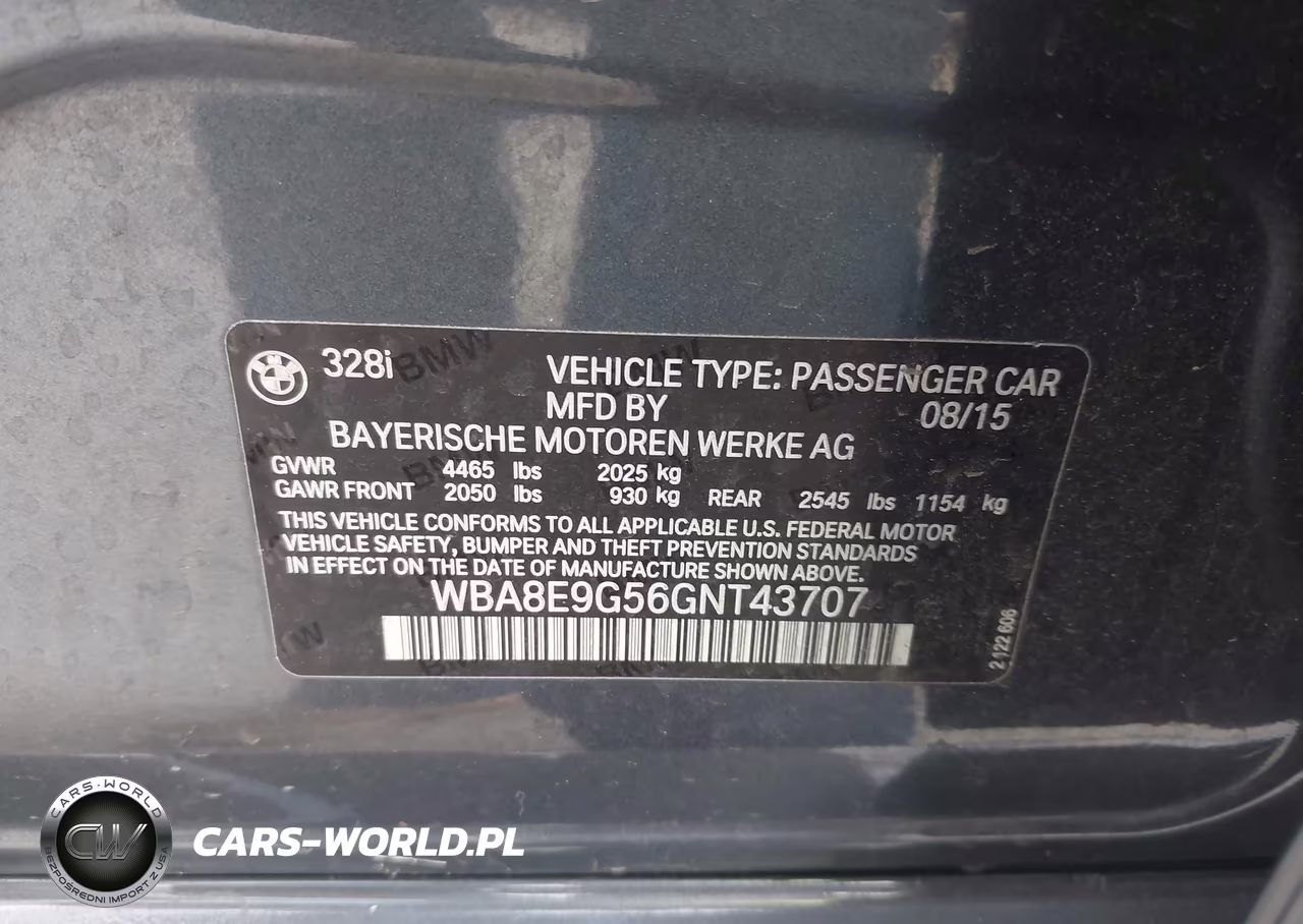 2016 BMW 328I VIN:WBA8E9G56GNT43707 - 9
