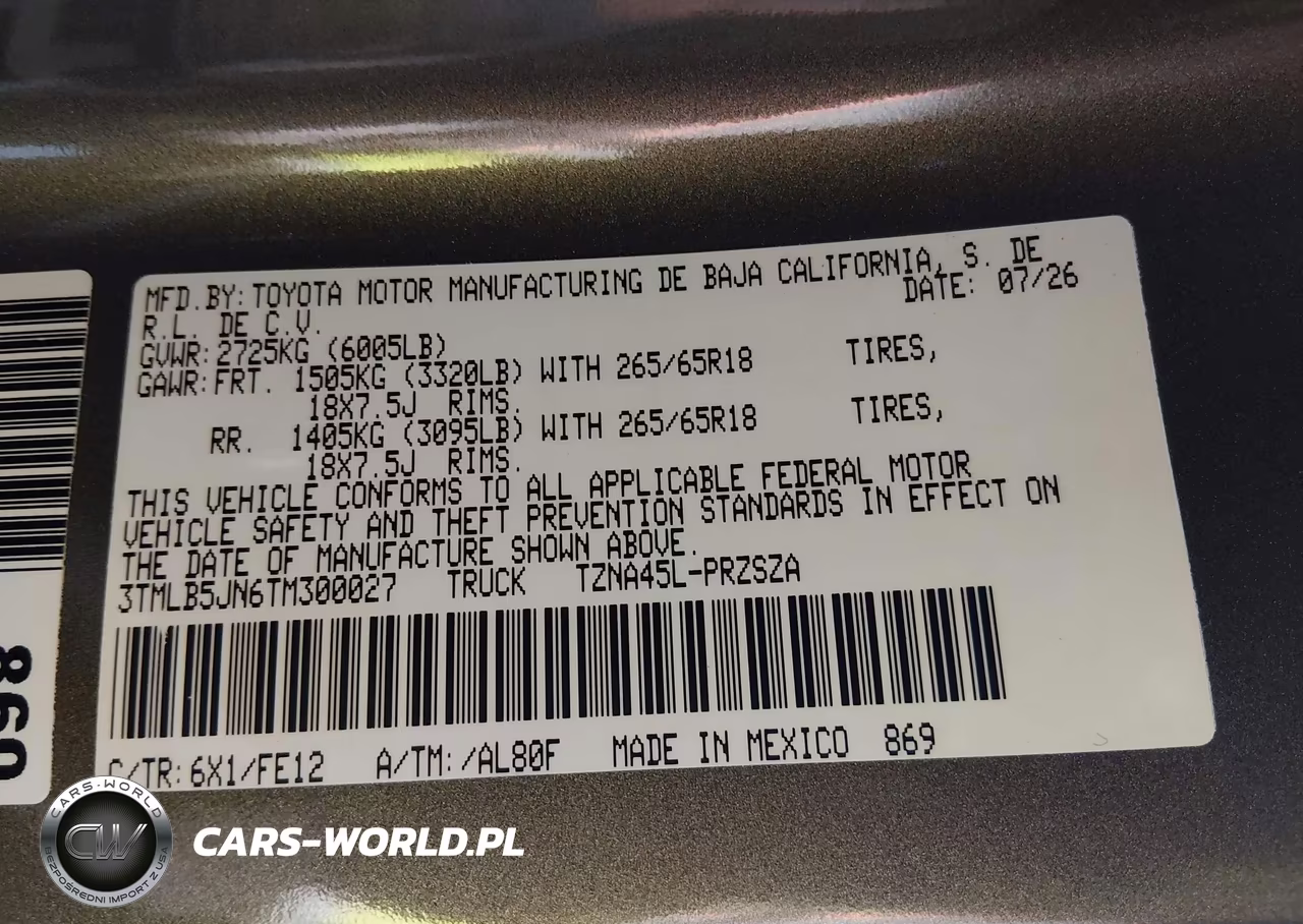 2026 Toyota Tacoma Trd Sport VIN:3TMLB5JN6TM300027 - 9