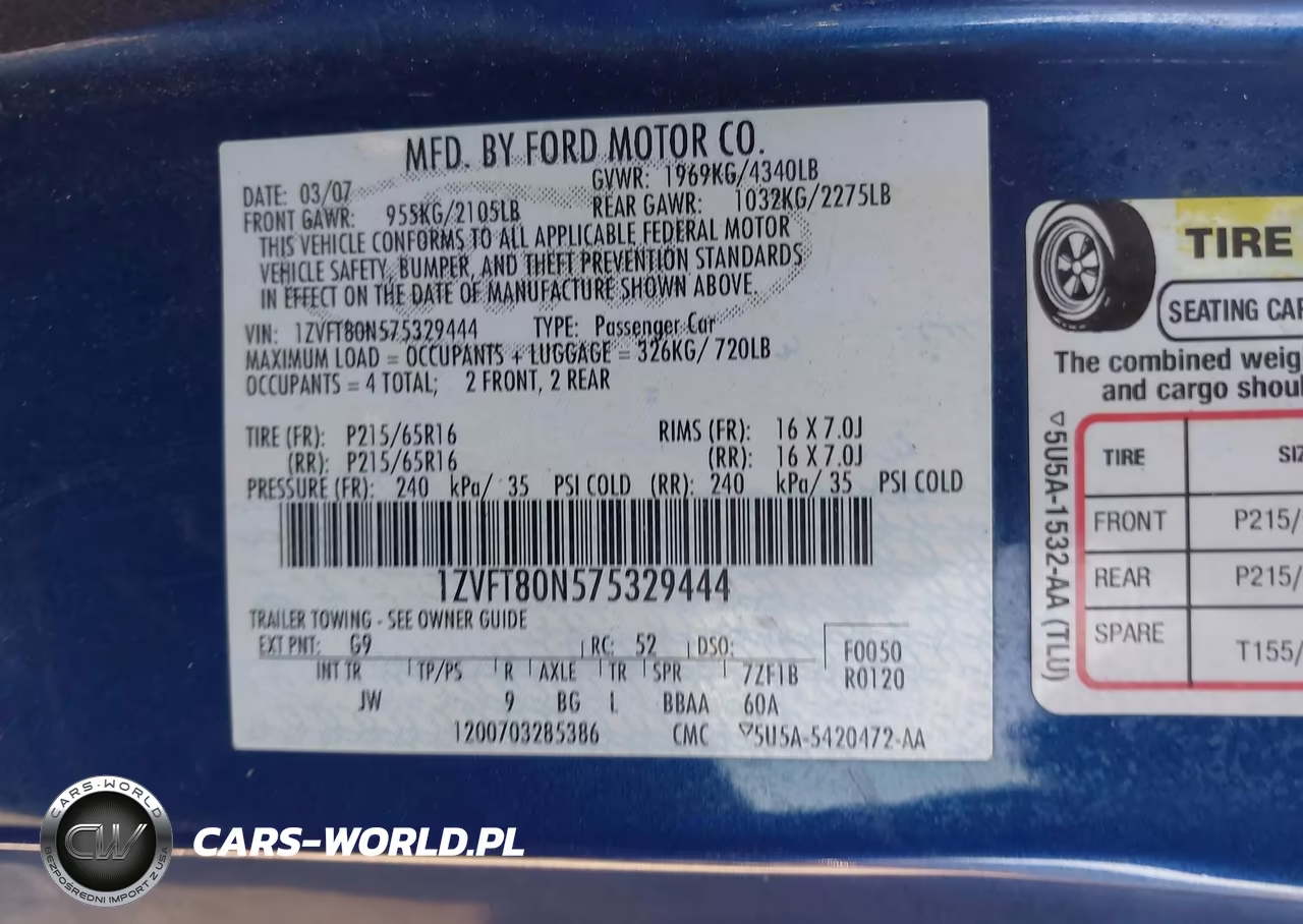 2007 Ford Mustang V6 Deluxe-V6 Premium VIN:1ZVFT80N575329444 - 9