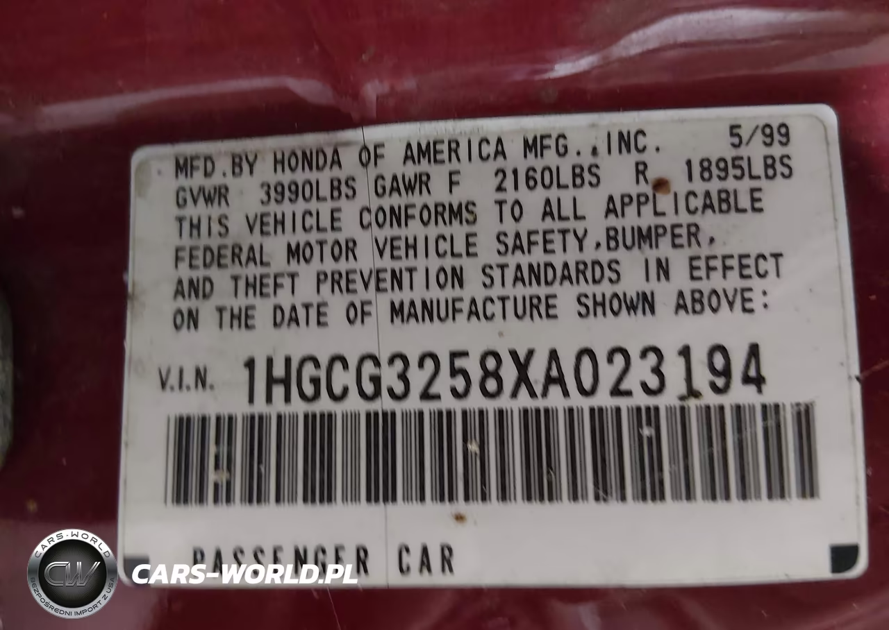 1999 Honda Accord Ex VIN:1HGCG3258XA023194 - 9