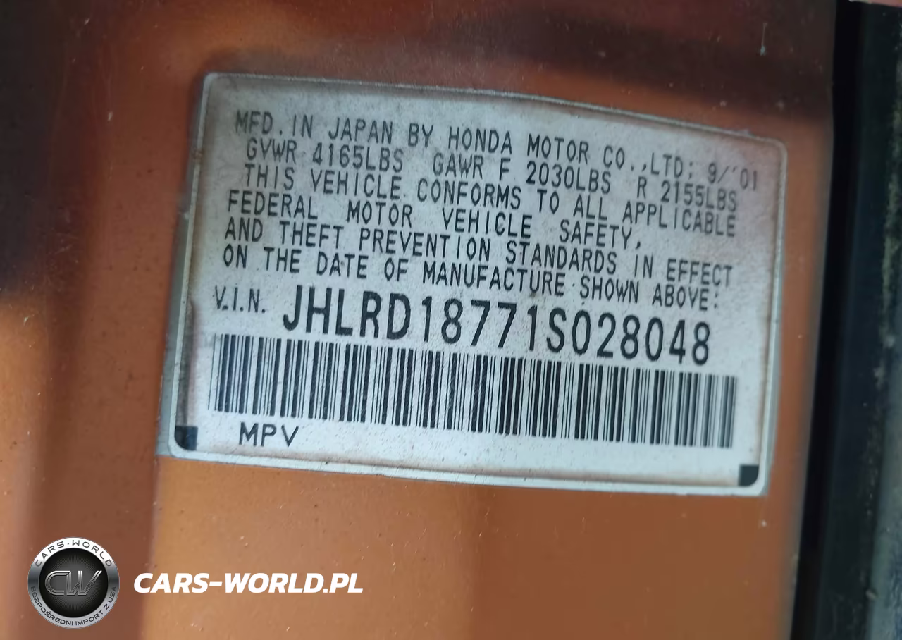 2001 Honda Cr-V Special Edition VIN:JHLRD18771S028048 - 9