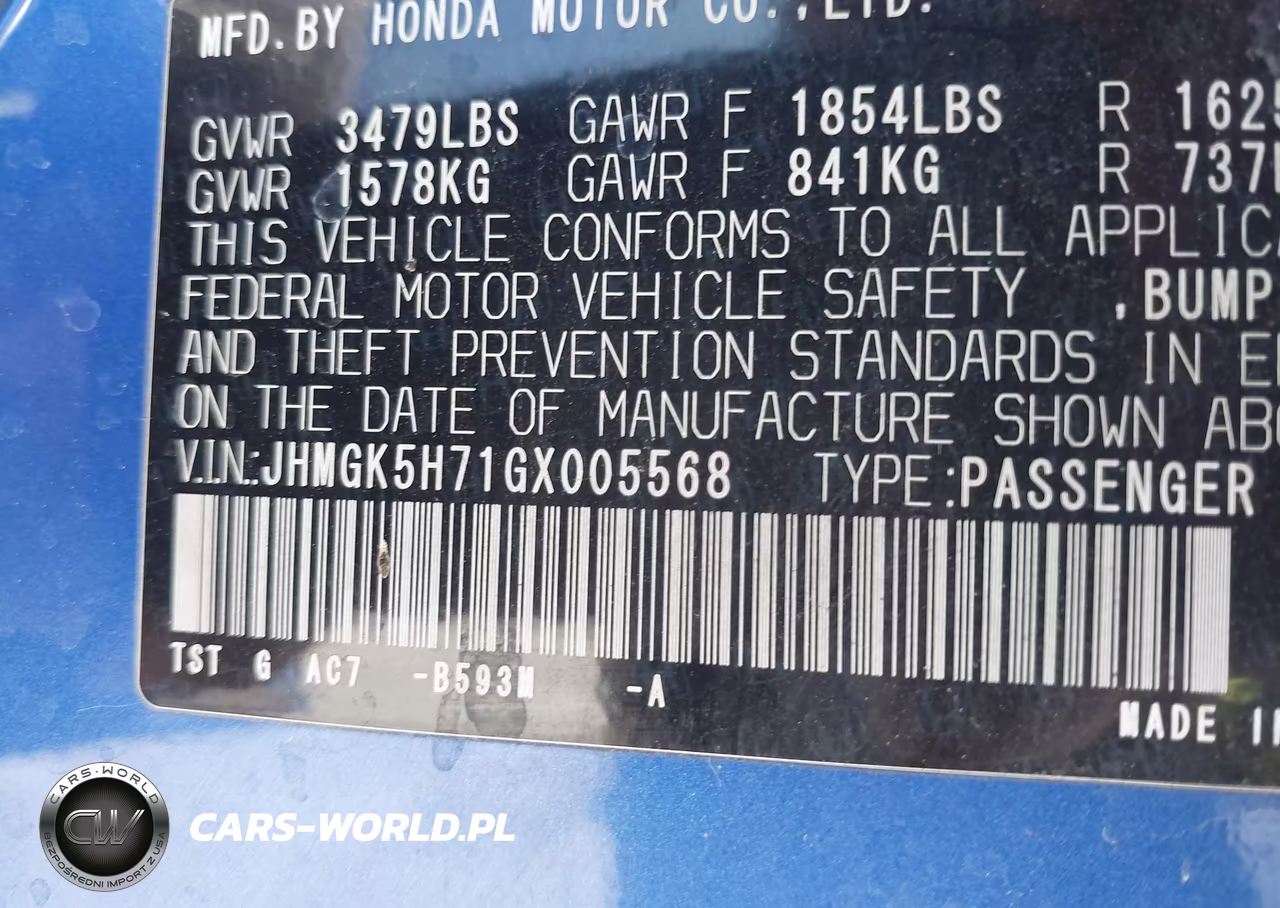 2016 Honda Fit Ex VIN:JHMGK5H71GX005568 - 9