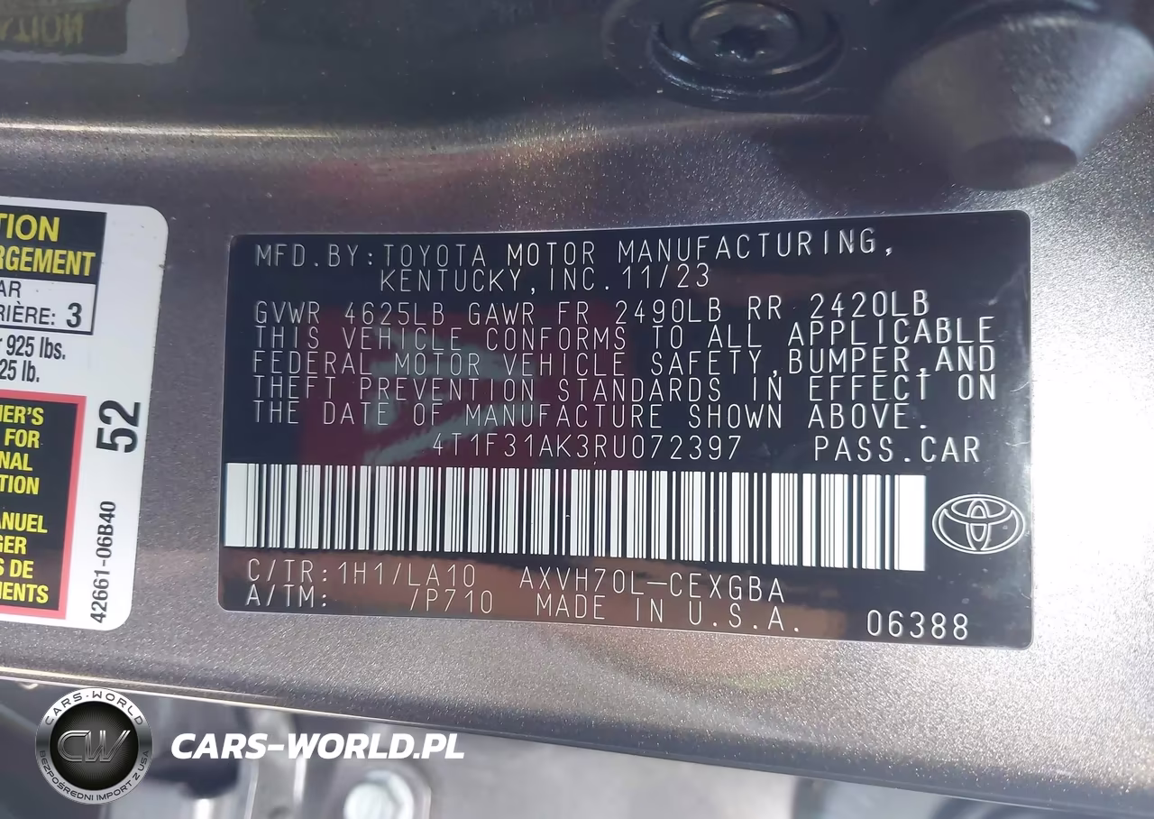 2024 Toyota Camry Hybrid Xle VIN:4T1F31AK3RU072397 - 9