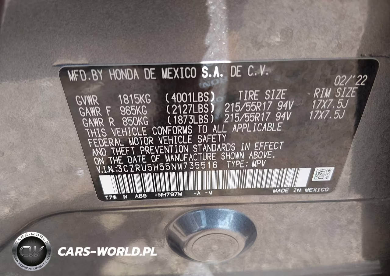 2022 Honda Hr-V 2Wd Ex VIN:3CZRU5H55NM735516 - 9