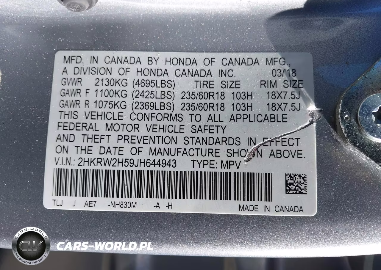 2018 Honda Cr-V Ex VIN:2HKRW2H59JH644943 - 9
